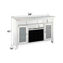 Noralie - 41" Wine Cabinet With LED - Mirrored & Faux Diamonds