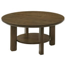 Ottowa - Round Wood Table With Shelf