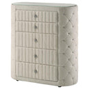 Sonya - 5-Drawer Upholstered Bedroom Chest Of Drawers - Ivory