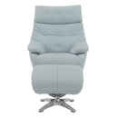 Janella - Motion Accent Chair With Swivel & Ottoman - Babyblue Leather