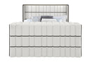 Isabella - King Upholstered Bed With LED, TV Lift, Bluetooth Speaker And Firpeplace Crystal - Black / White