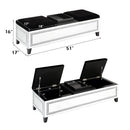 Noralie - 16" Bench With Storage - Mirrored & Faux Diamonds