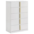 Ines - 5-Drawer Bedroom Chest Of Drawers - White High Gloss