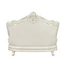 Adara - Loveseat With 5 Pillows - Pearl White Synthetic Leather & Antique White