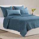 Bari - Velvet Quilt - Stone Blue