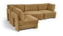 Hammond - Velvet Performance Fabric Upholstered 4 Piece Armless Sectional