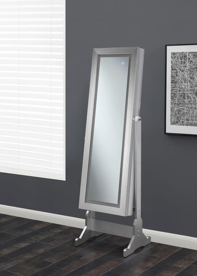 Moore - Cheval Mirror With Jewelry Storage - Silver