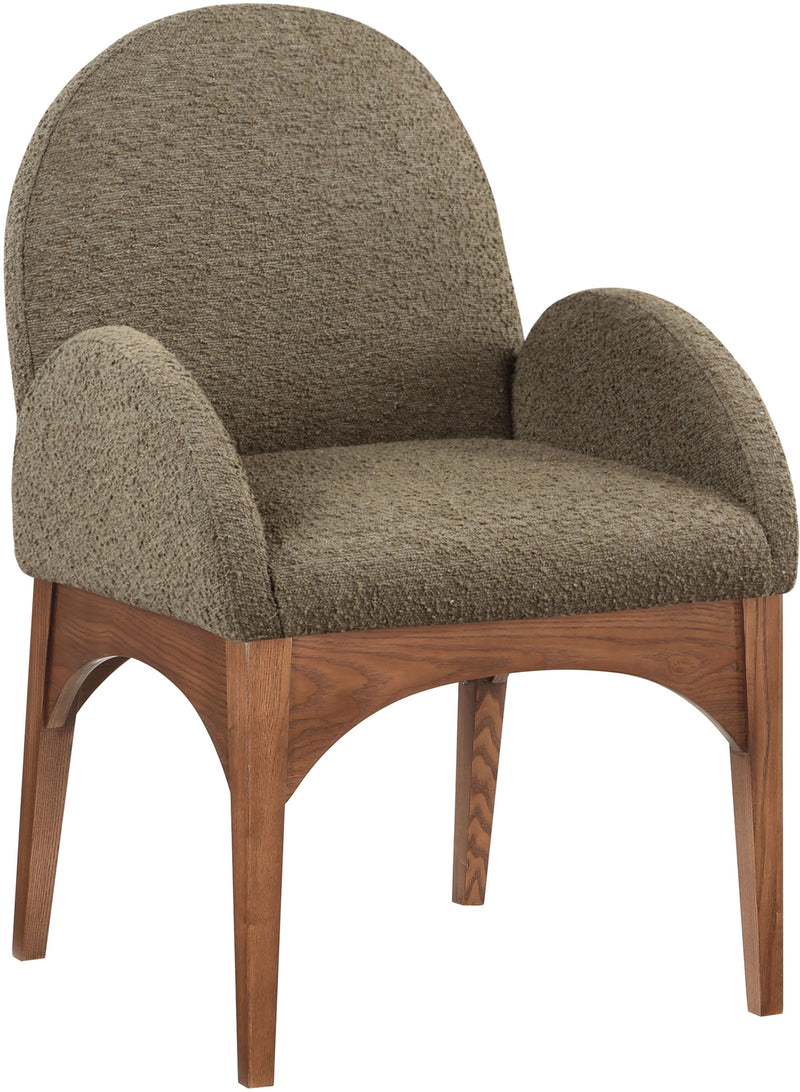 Waldorf - Boucle Dining Arm Chair With Brown Legs