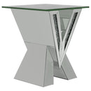 Taffeta - Glass Top Mirrored Acrylic Table