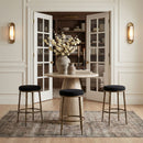 Ferro - Performance Fabric Upholstered Backless Bar Stool - Antique Brass