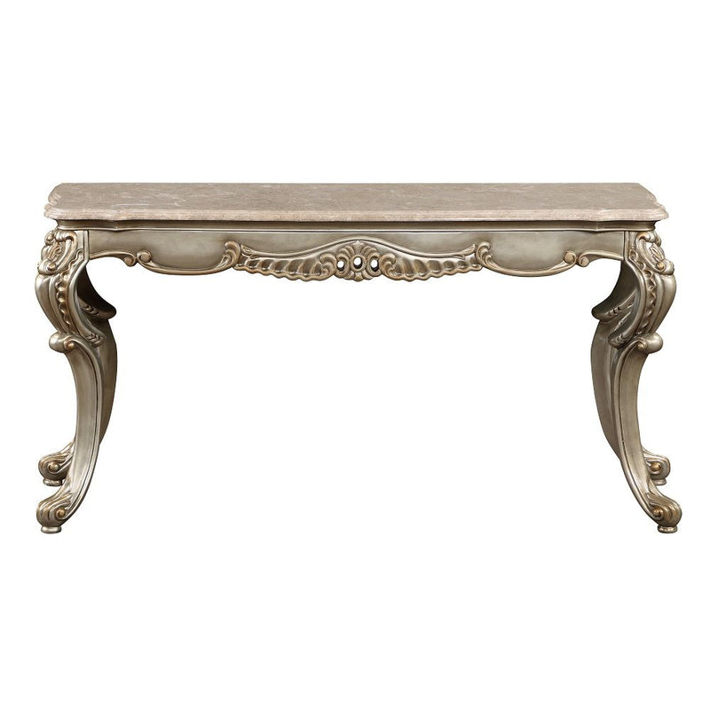 Miliani - Sofa Table With Marble Top - Natural Marble Top & Antique Bronze