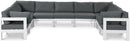 Nizuc - Outdoor Patio 9 Piece Modular Sectional With White Frame