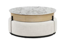 T42 - 4 Piece Living Room Set (Coffee Table With 3 Stools) - Cream / Natural