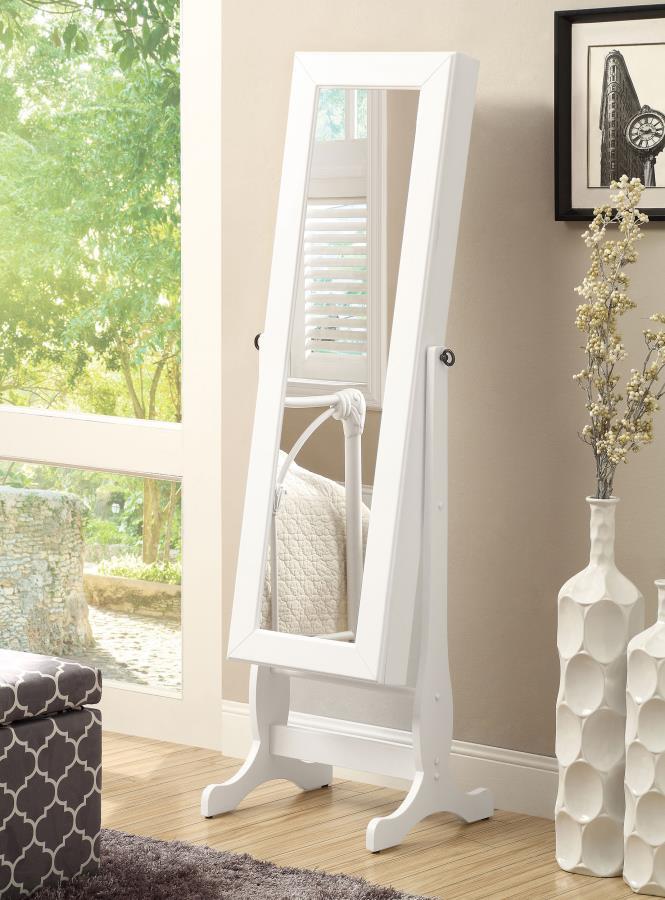 Batista - Cheval Mirror With Jewelry Storage - White