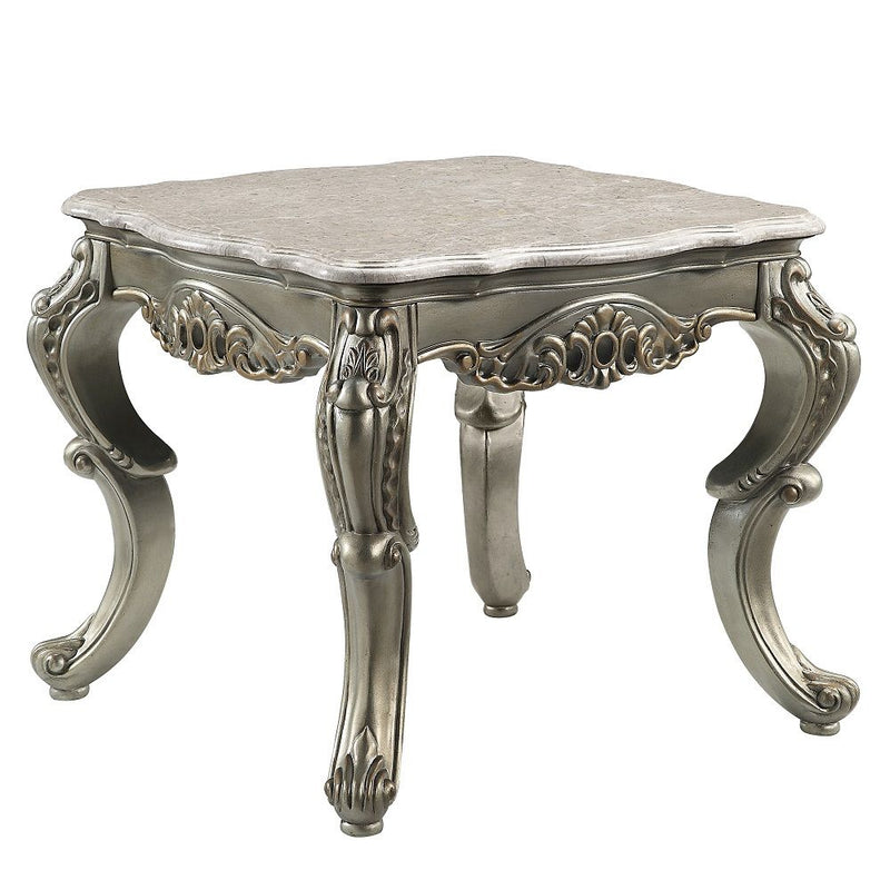 Miliani - End Table With Marble Top - Natural Marble Top & Antique Bronze