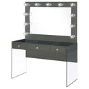 Afshan - 3-Drawer Vanity Set With Lighting - Gray High Gloss