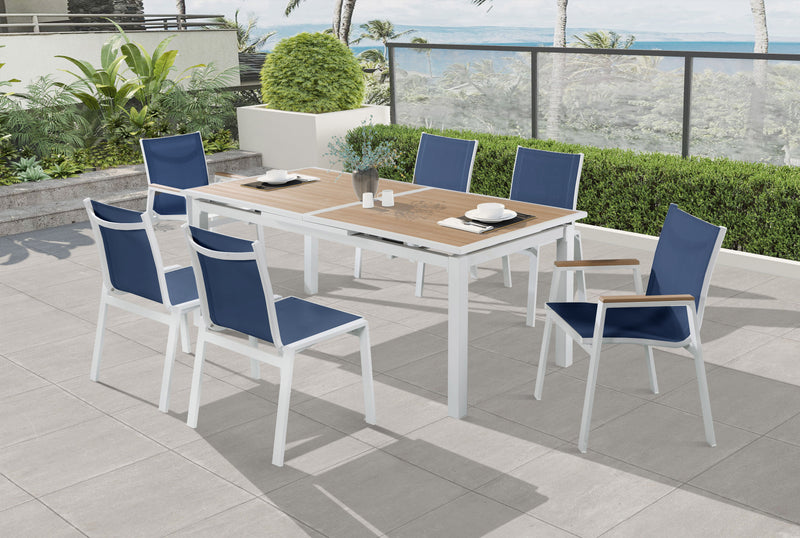 Nizuc - Outdoor Patio Dining Arm Chair With White Frame And Natural Arms (Set of 2)