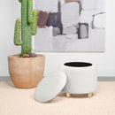 Valia - Faux Sheepskin Upholstered Round Storage Ottoman