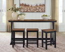 Wildenauer - Rectangular Dining Room Counter Table Set (Set of 4) - Brown / Black