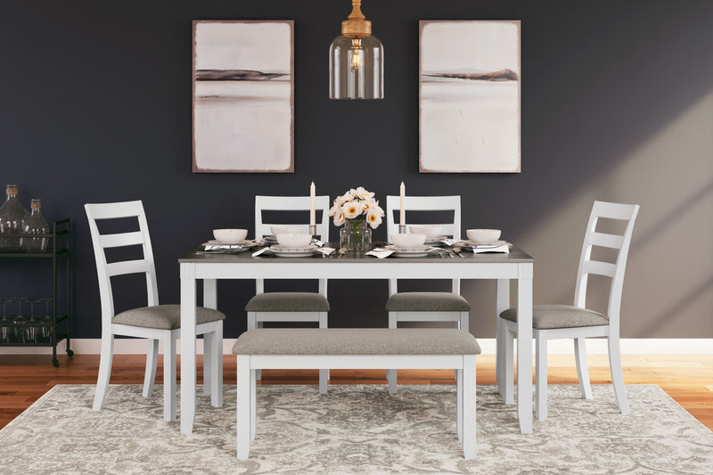 Stonehollow - Rectangular Drm Table Set (Set of 6) - White / Gray