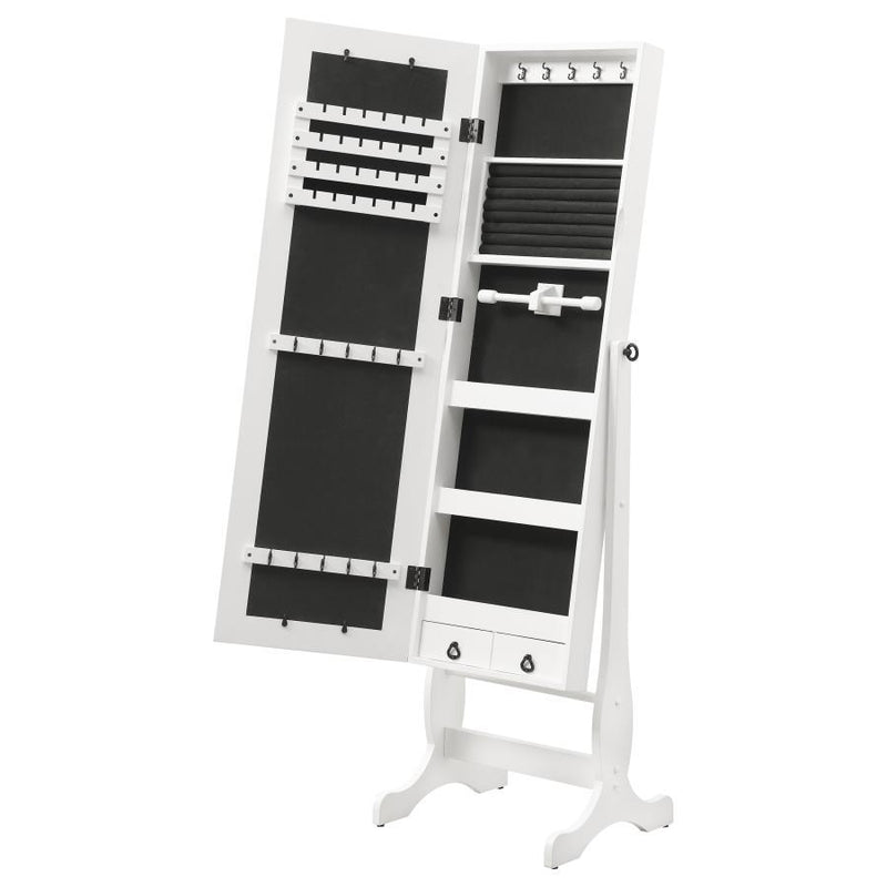Batista - Cheval Mirror With Jewelry Storage - White