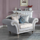 Pelumi - Chair With 3 Pillows - Light Gray Linen & Platinum