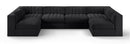 Rummi - Armless Velvet Performance Fabric Upholstered 6 Piece Modular Sectional