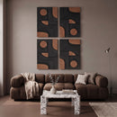 Element - 50" Mango Wood 4 Piece Wall Art - Natural / Black