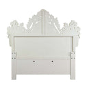 Adara - Eastern King Bed - Pearl White Synthetic Leather & Antique White