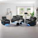 Taddeo - Power Motion Loveseat With Console, Speaker, USB, Wireless Charger & LED - Dark Gray