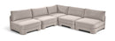 Hammond - Velvet Performance Fabric Upholstered 5 Piece Armless Sectional