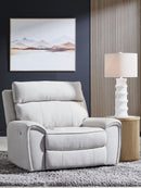 Social Pointe - Power Recliner / Adjustable Headrest - Pearl / Ash