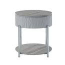 Yukino - End Table - Gray High Gloss & Chrome