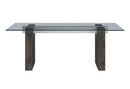 D4238 - 7 Piece Dining Room Set (Dining Table And 6 Dining Chairs) - Clear / Dark Brown / Light Gray