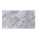 Satinka - Coffee Table - Light Gray Printed Faux Marble Top & Mirrored Silver
