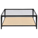 Amherst - Glass Top Metal with Cane Shelf Table