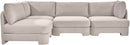 Hammond - Velvet Performance Fabric Upholstered 4 Piece Armless Sectional