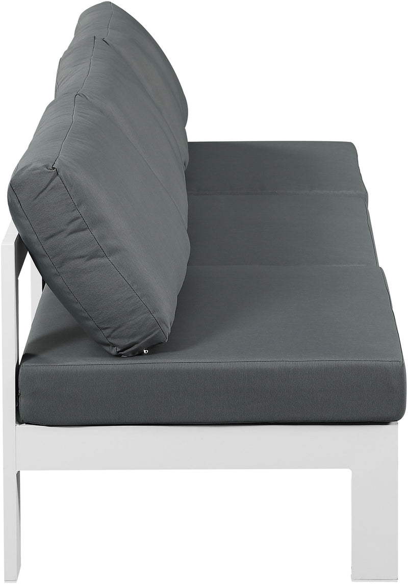 Nizuc - Outdoor Patio 3 Seat Armless Modular Sofa With White Frame
