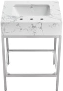 Marmo - Engineered Marble Bathroom Vanity With Chrome Base