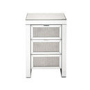 Noralie - Accent Table, 3 Storage Drawers - Mirrored & Faux Diamonds