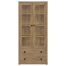 Hawthorne - 4-Shelf Glass Door Tall Cabinet With Drawers