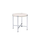 Brecon - End Table - White Oak & Chrome