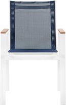 Nizuc - Outdoor Patio Dining Arm Chair With White Frame And Natural Arms (Set of 2)
