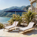 Fiji - Aluminum Patio Umbrella With Square White And Teak Base