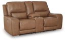 DeepWakes - Power Reclining Loveseat / Console / Adjustable Headrest - Caramel