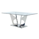 Azriel - Dining Table With Pedestal Base - Clear Glass & Mirrored Silver