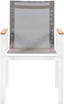 Nizuc - Outdoor Patio Dining Arm Chair With White Frame And Natural Arms (Set of 2)