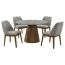 Franklin - 5 Piece Round Dining Table Set - Gray And Dark Oak