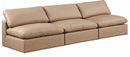 Comfy - Faux Leather Modular Armless Sofa 3 Pieces - Tan