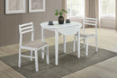 Bucknell - 3 Piece Round Drop Leaf Dining Table Set - White